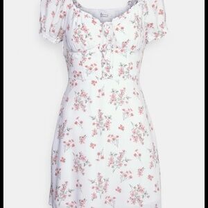Hollister White Floral Puff-Sleeve Mini Dress